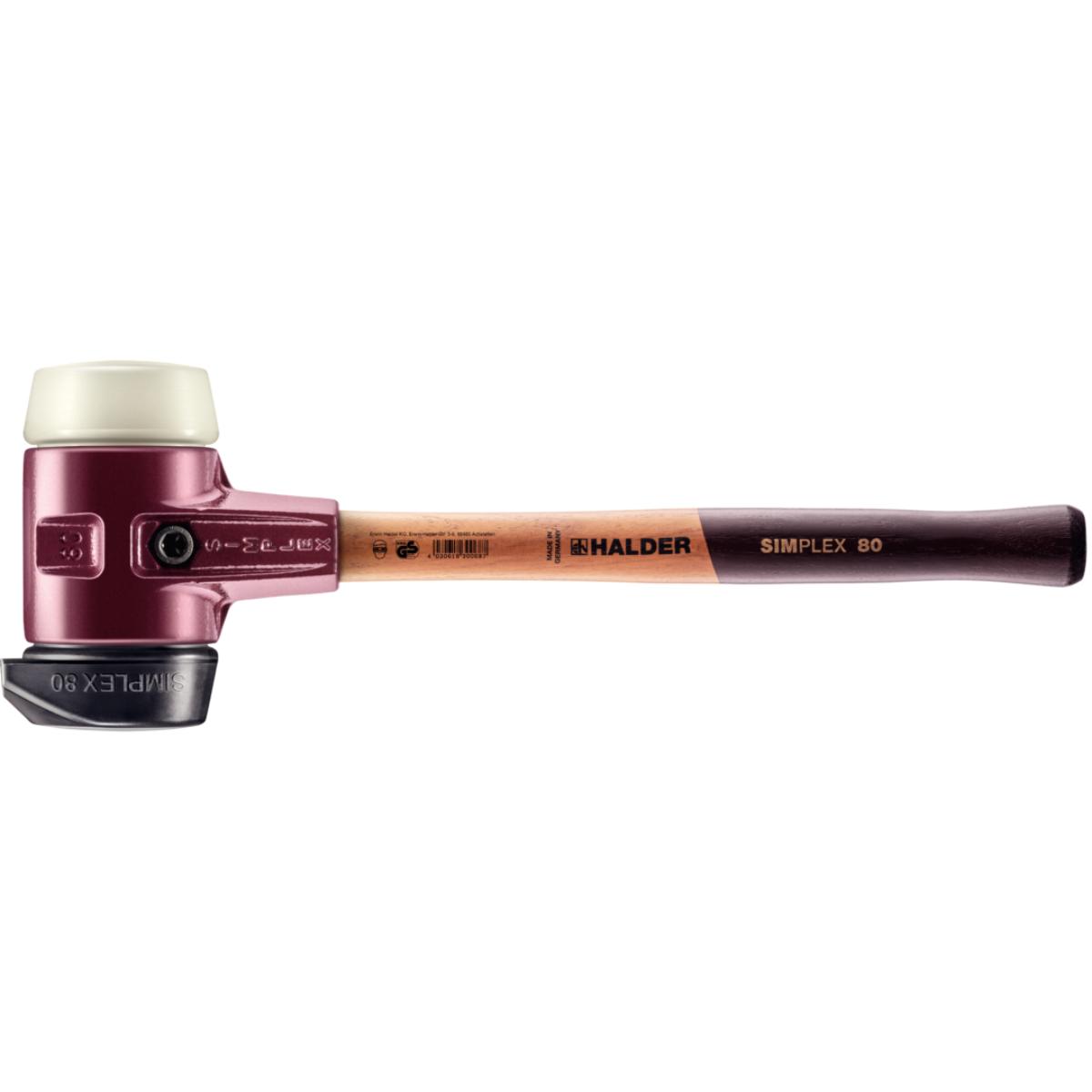 HALDER SIMPLEX - Schonhammer mit TE-Gehäuse und Holzstiel, Gummikomposition mit Standfuss / Nylon