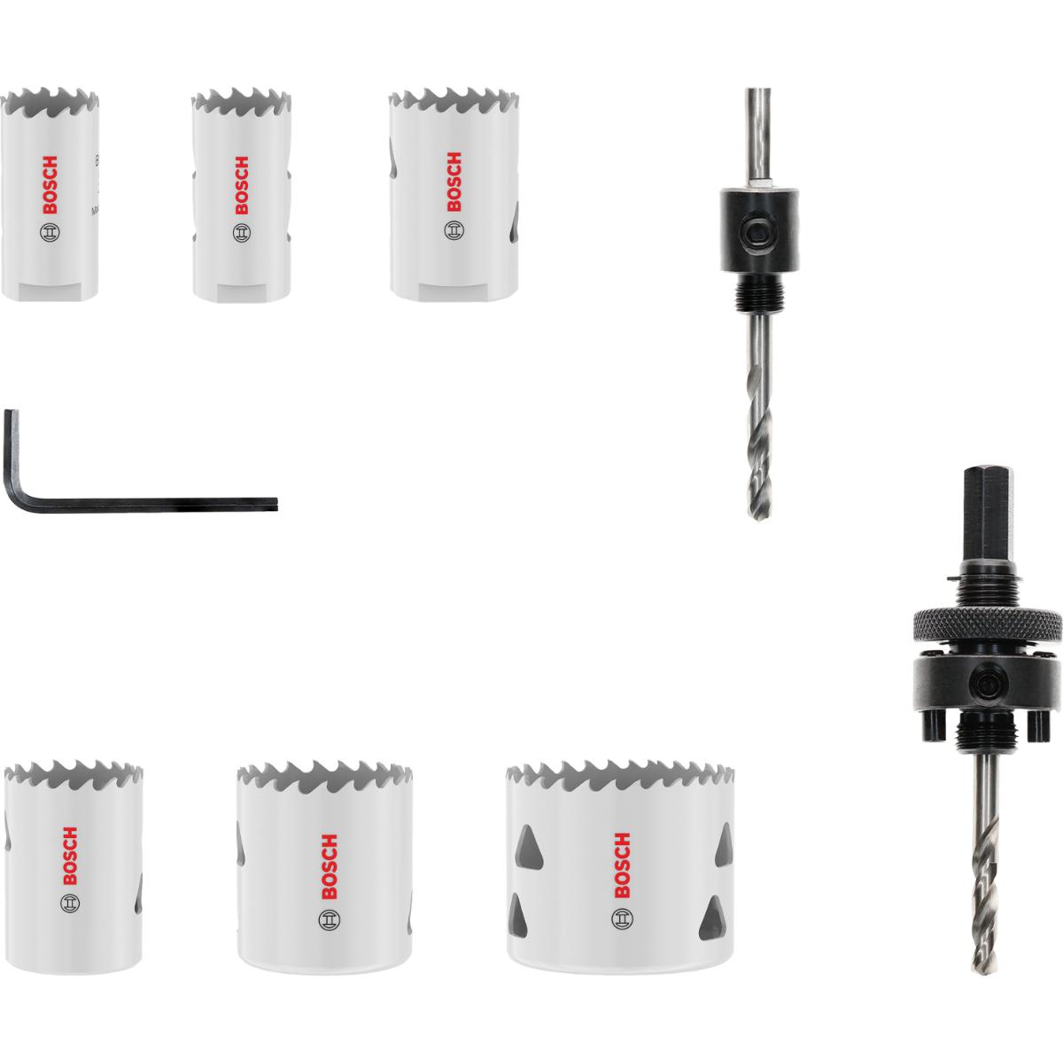 Bosch Multi Material Lochsägen mit Gewinde, 19, 22, 29, 38, 44, 57 x 40 mm, 9-teiliges Set
