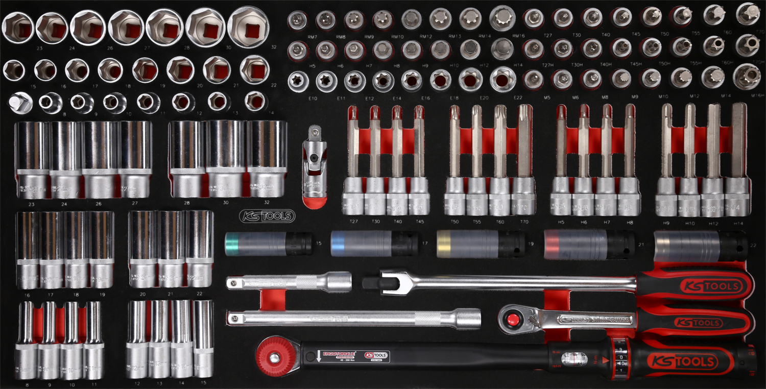KS Tools 1-2'' Steckschlüssel-Satz in Schaumstoffeinlage, 120-tlg