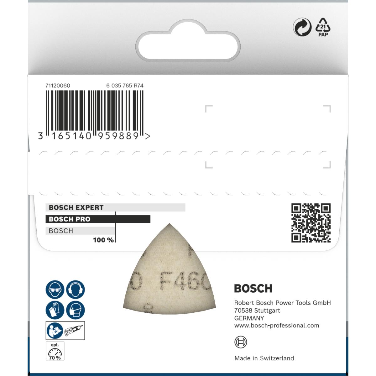 Bosch PRO Schleifblatt F460 Best for Wood and Paint, 93 mm, 80, 5er-Pack