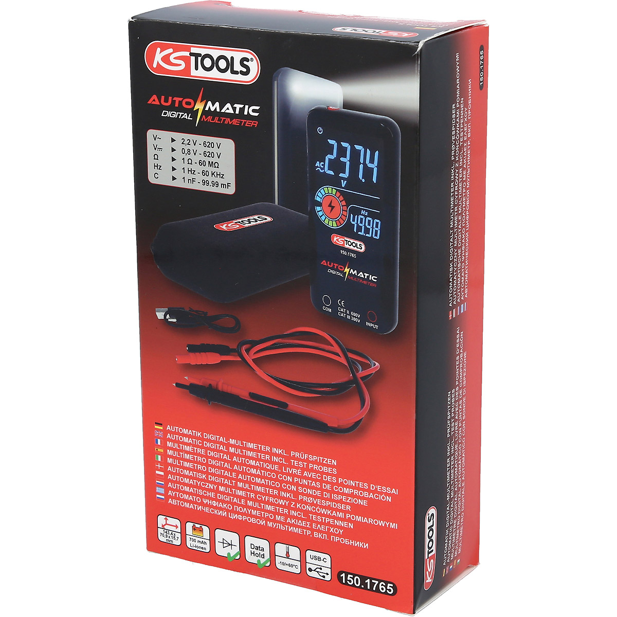 KS Tools Automatik Digital-Multimeter inkl. Prüfspitzen 
