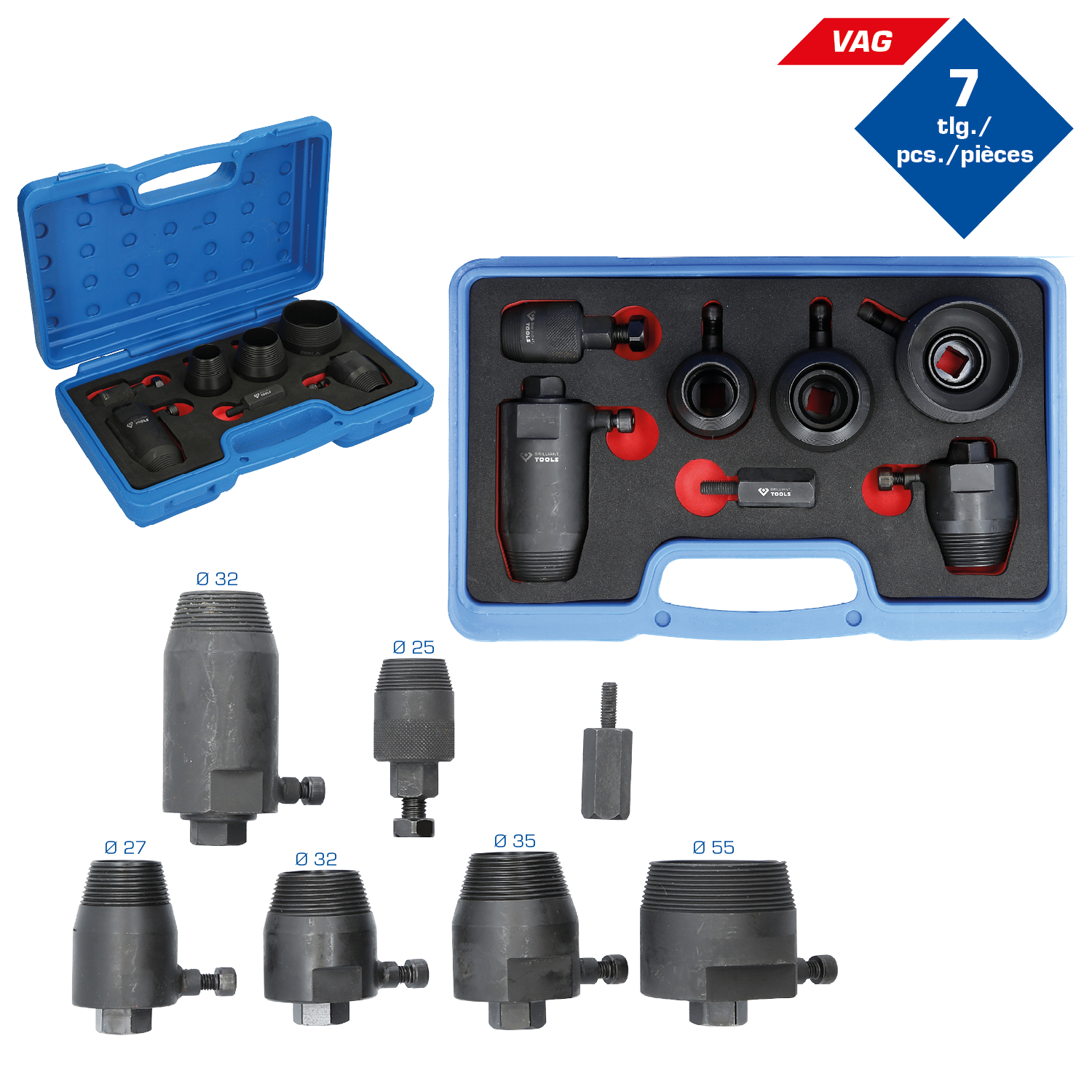 Brilliant Tools Kurbel-/Nockenwellen-Radialdichtring-Ausziehsatz für VAG - BT542070