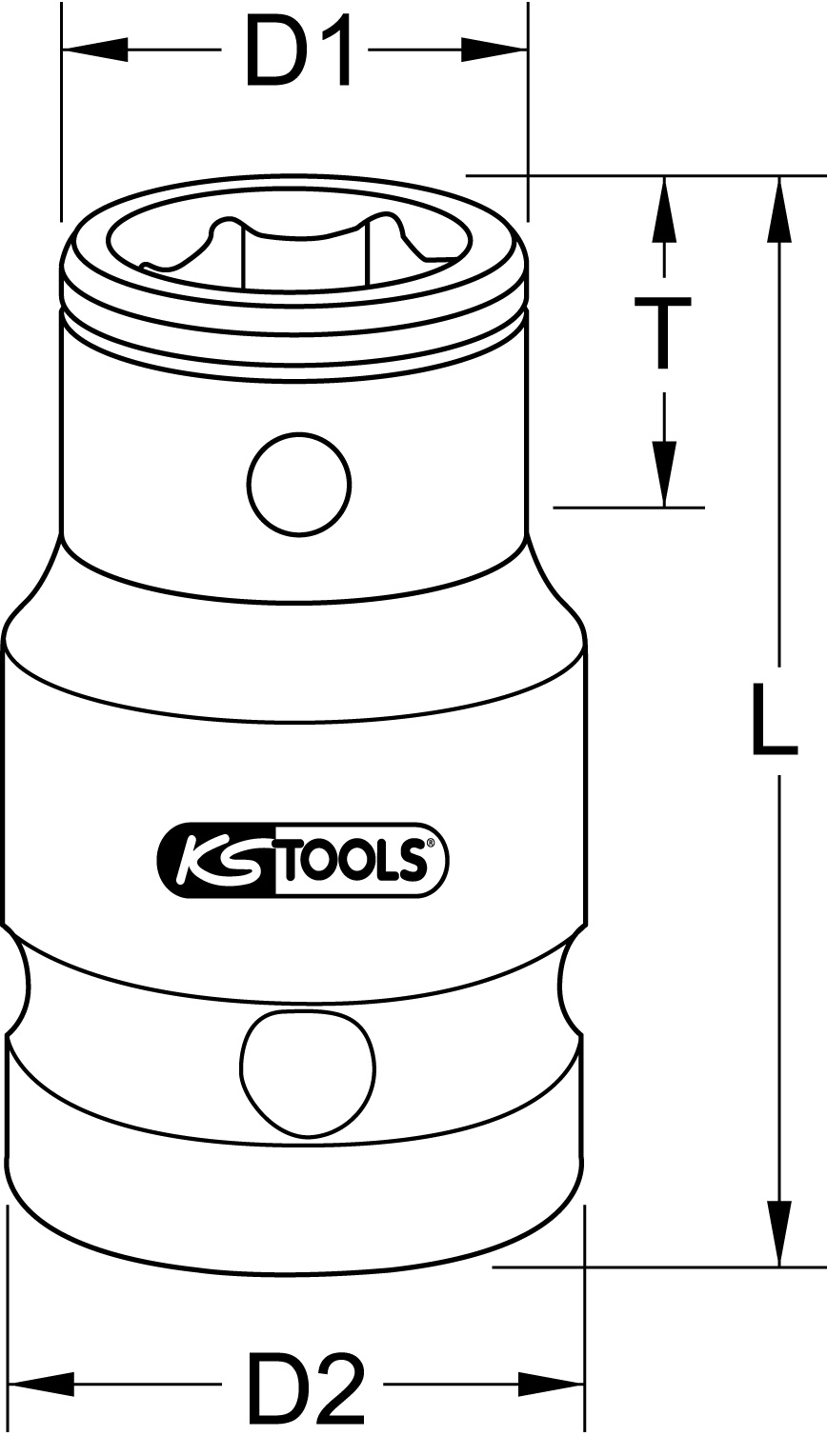 KS Tools 1/2" Bit-Adapter-Stecknuss, 1/2" x 5/16", 38mm
