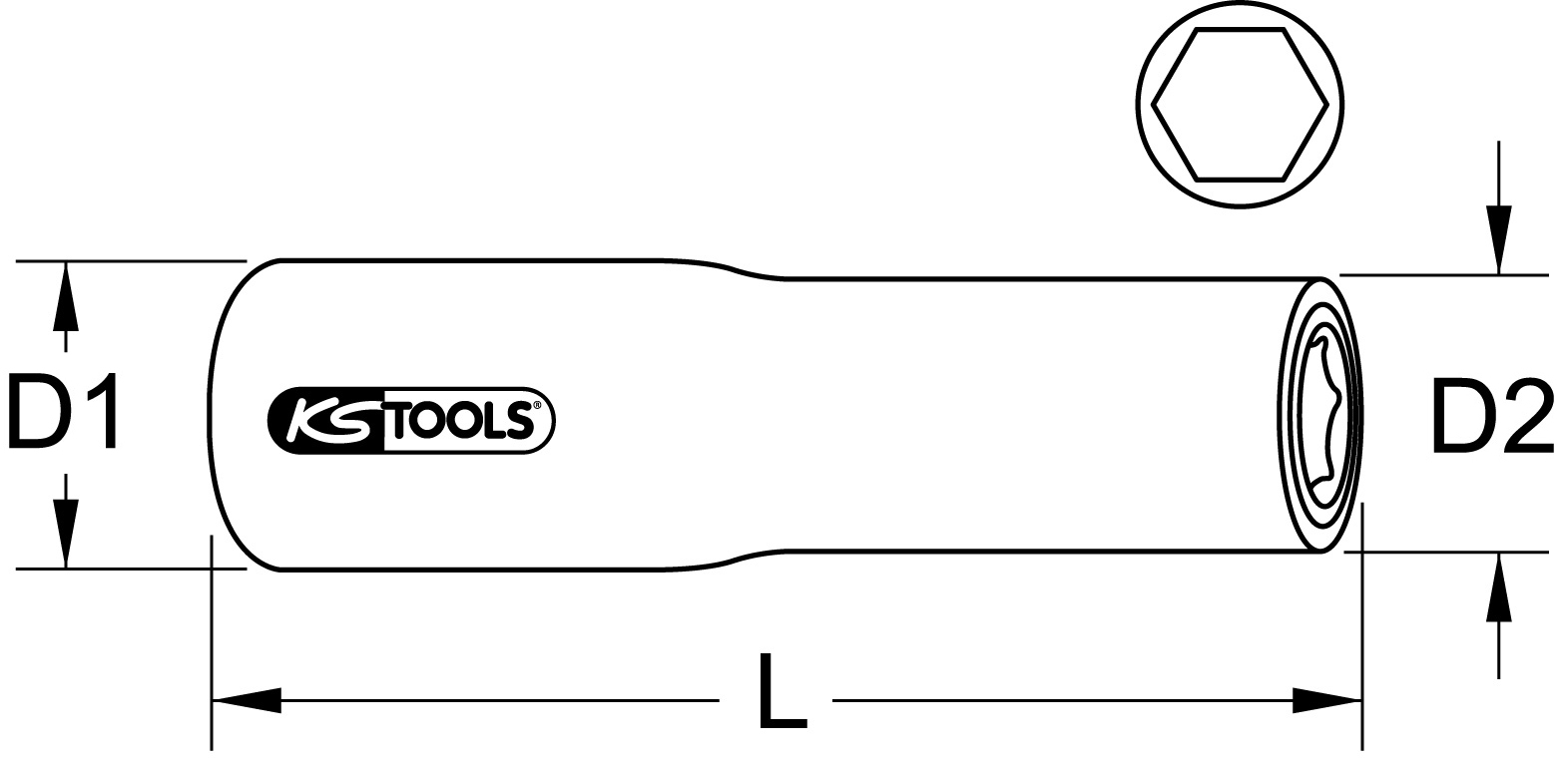KS Tools 1/2" Stecknuss mit Schutzisolierung, XL