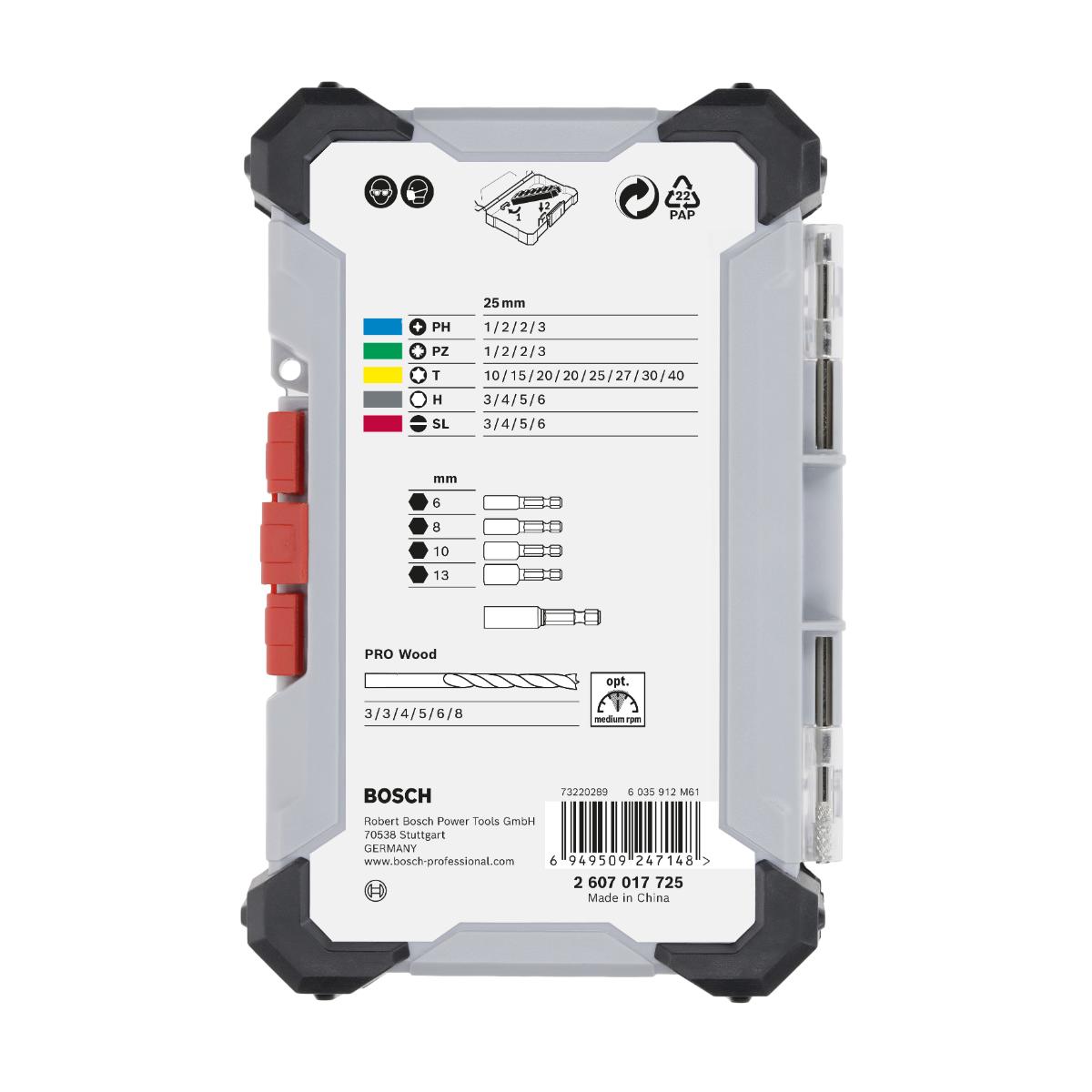 Bosch Extra Hard Schrauberbit‑ und PRO Wood Bohrer-Set,Aufsteller, 35‑teiliges Set