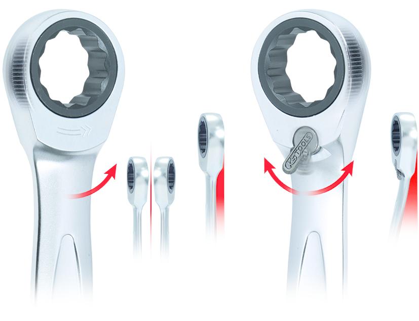 KS Tools DUO GEAR Ringmaulschlüssel-Satz,Maul-Ratschenfunktion,5-tlg, umschaltbar