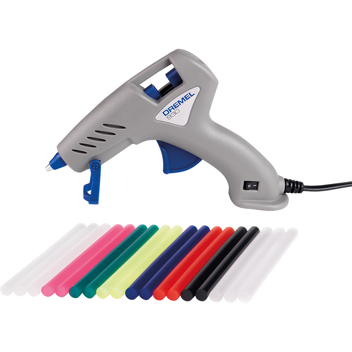 DREMEL Heißklebepistole 930, 12 Farb-Klebestifte, 7mm