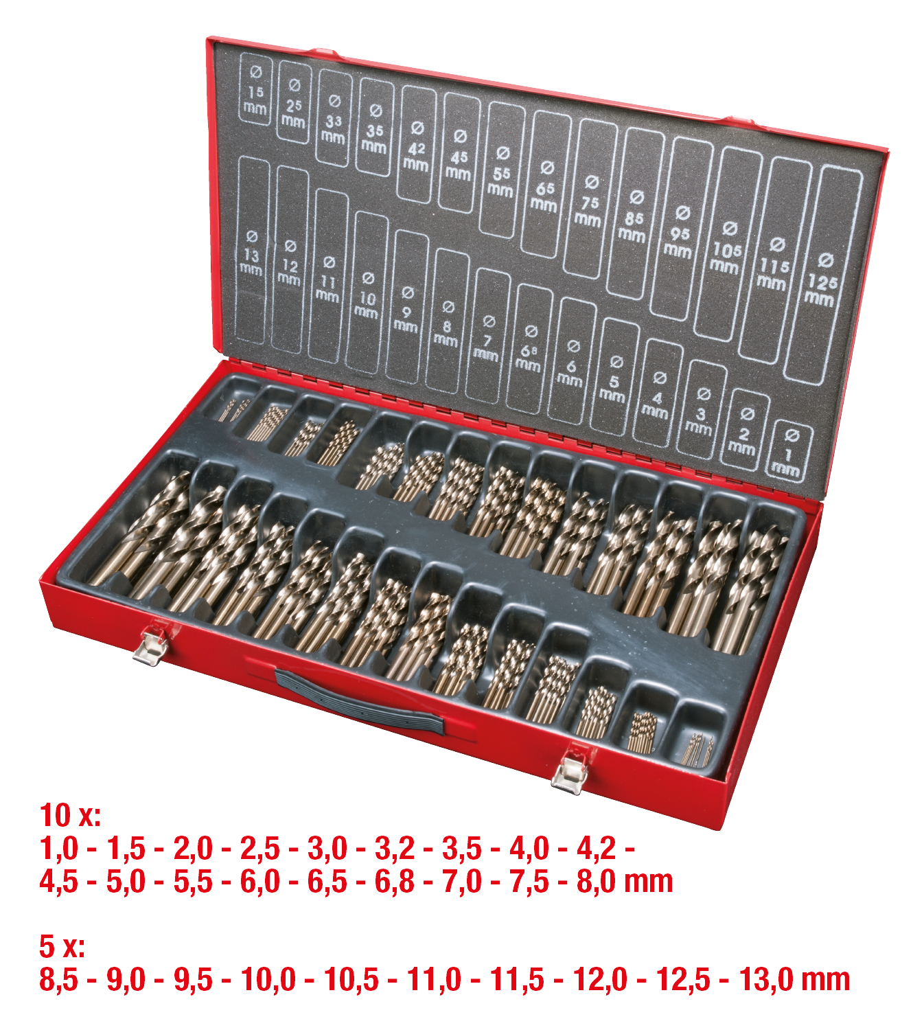 KS Tools HSS-G Co 5 Spiralbohrer-Satz, 230-tlg, 1-13mm