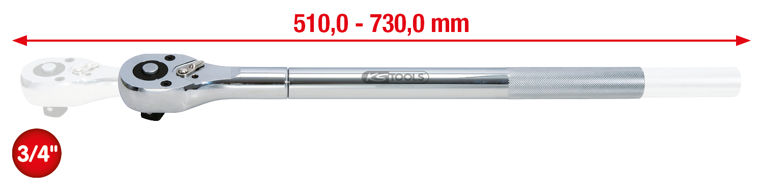 KS Tools 3/4" CHROMEplus Teleskop-Umschaltknarre, 24 Zahn