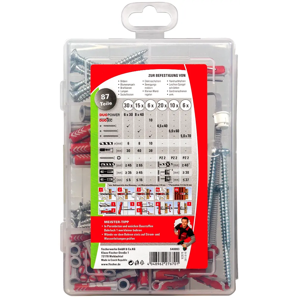 Fischer Dübelsortiment Meister-Box DuoPower / DuoTec + Schraube