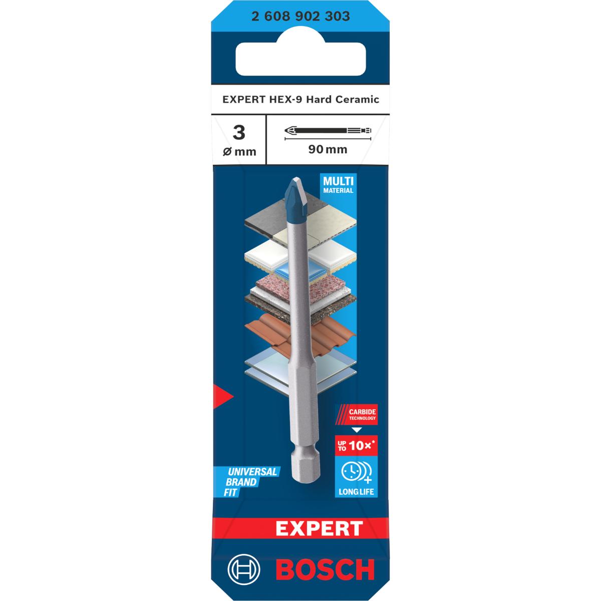 Bosch EXPERT HEX-9 Hard Ceramic Bohrer, 3 x 90 mm