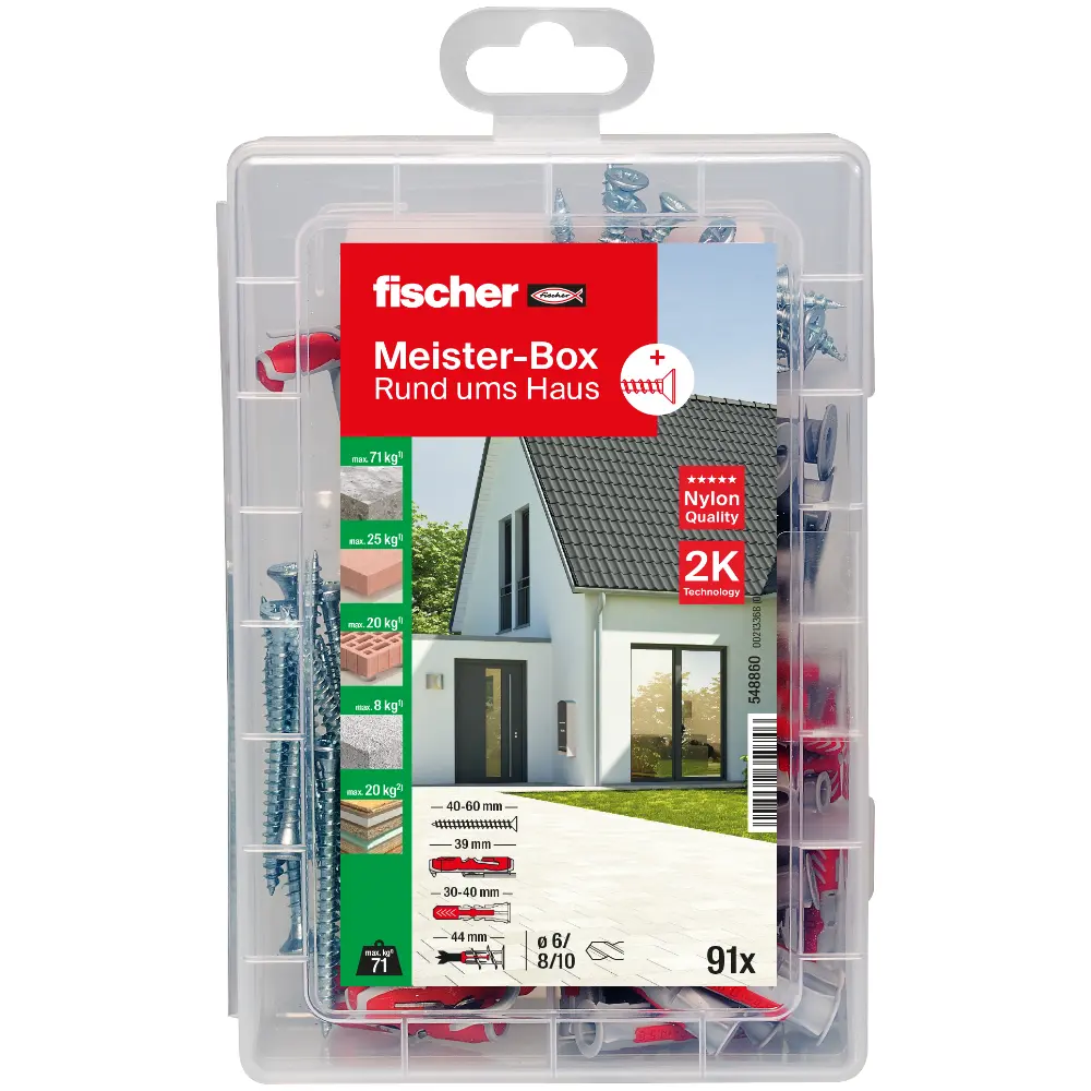 Fischer Dübelsortiment Meister-Box Rund ums Haus + Schrauben (91 Teile)