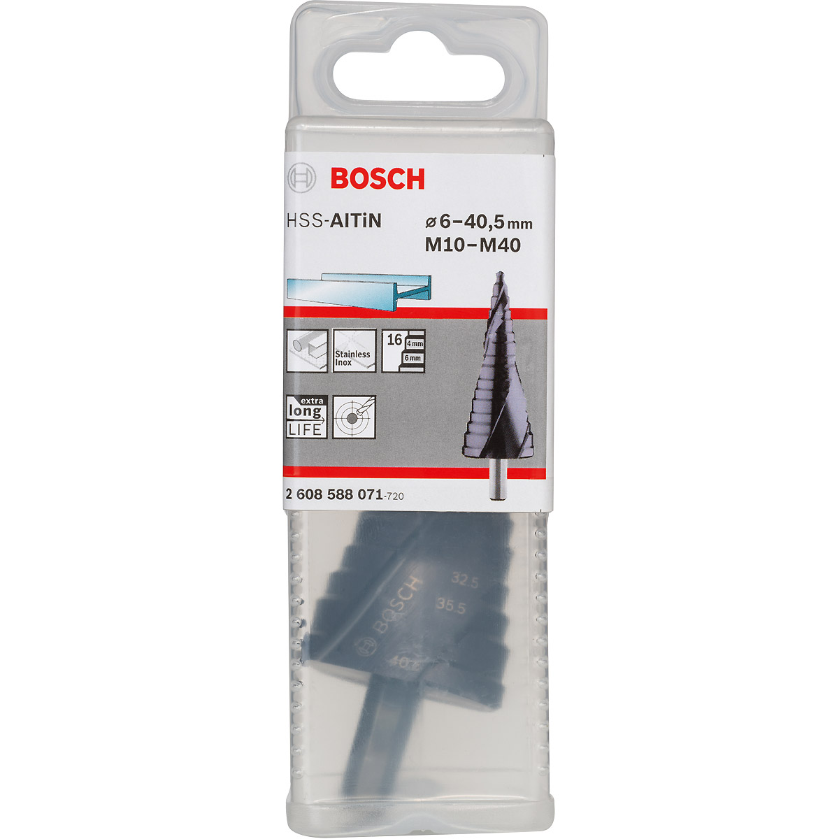 Bosch Stufenbohrer HSS-AlTiN, M10-M40, 10 mm, 125,5 mm