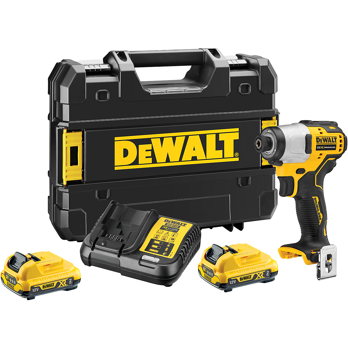 DEWALT Akku-Schlagschrauber 1/4 Zoll 12V + 2 Akku + Schnellladegerät