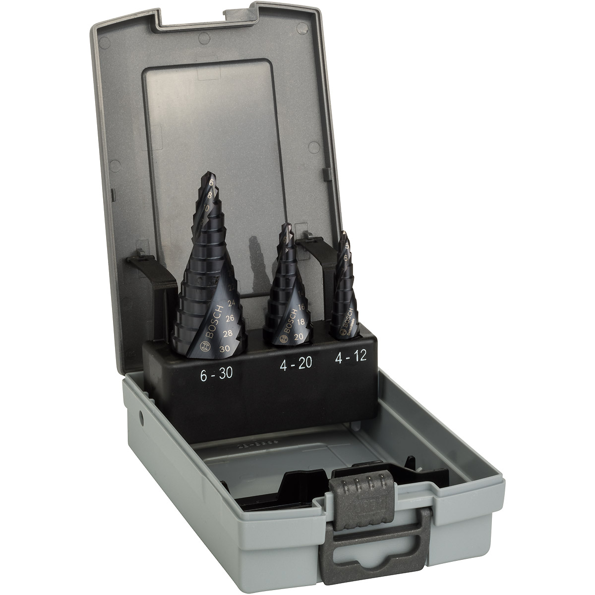 Bosch Stufenbohrer HSS-AlTiN-Set, 3-teilig, 4 - 12 mm, 4 - 20 mm, 6 - 30 mm