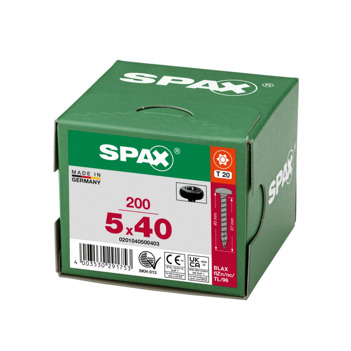 SPAX HALBRUNDKOPF T-STAR PLUS T20 VOLLGEWINDE BLAX 200 Stück