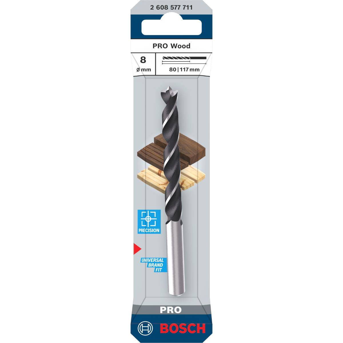 Bosch PRO Wood Holzspiralbohrer, 8x80x117 mm