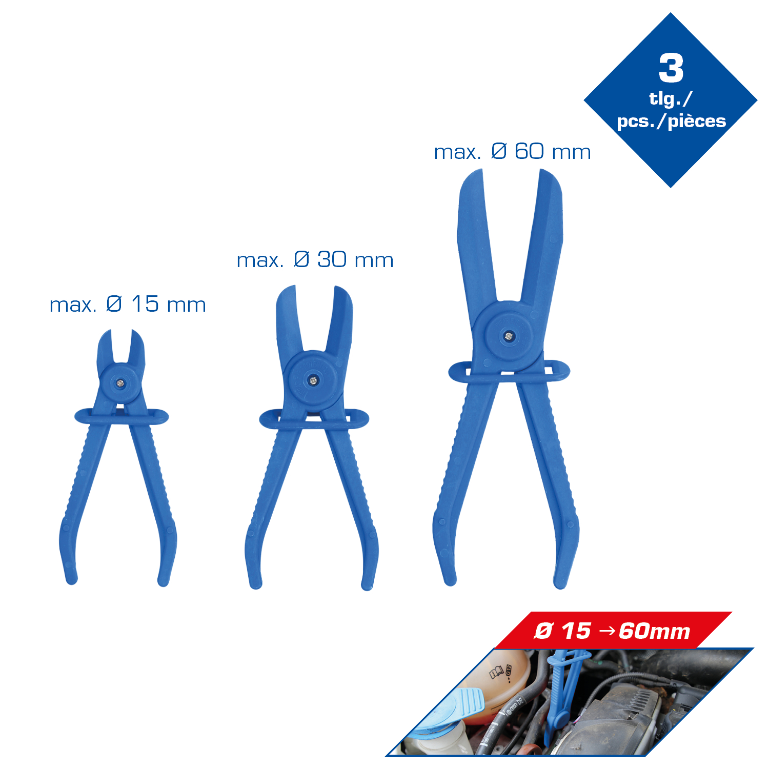 Brilliant Tools Schlauch-Abklemm-Zangen-Satz, gerade, 3-tlg - BT521010