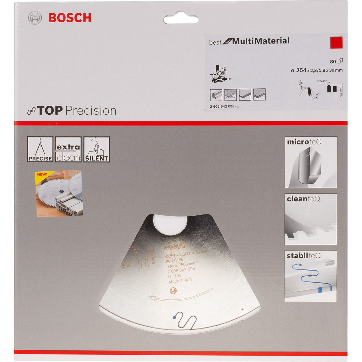 Bosch Kreissägeblatt Top Precision Best for Multi Material, 254 x 30 x 2,3mm, 80 Zähne