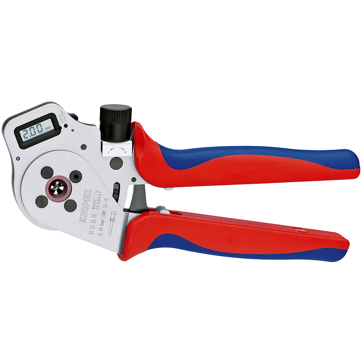 KNIPEX Vierdornpresszange für gedrehte Kontakte 250 mm verchromt mit Mehrkomponenten-Hüllen