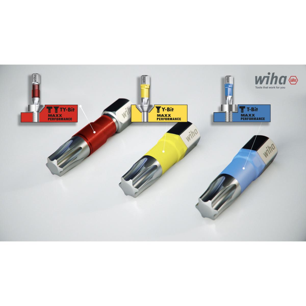 Wiha Bit Set TY-Bit 29 mm Sechskant (SW4) 5-teilges Set 1/4 zoll C6,3 in Box - 6 Stück