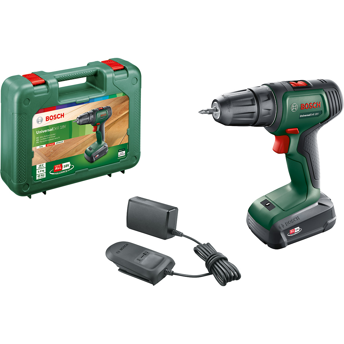 Bosch Akku-Zweigang-Bohrschrauber UniversalDrill 18V mit 1x Akkupack, Ladegerät