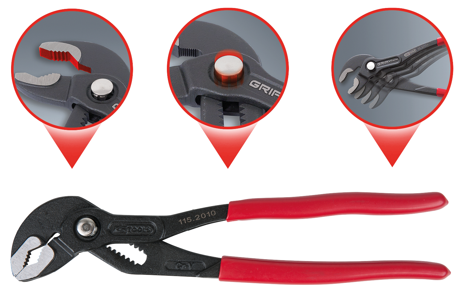 KS Tools Wasserpumpenzange mit Druckknopfverstellung