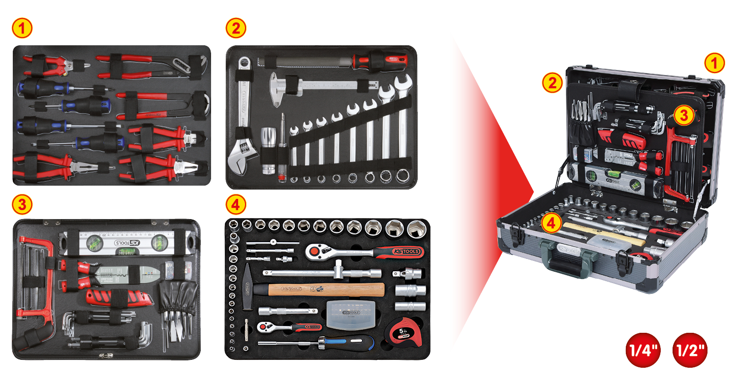 KS Tools 1/4"+1/2" Werkzeug-Satz, 127-tlg