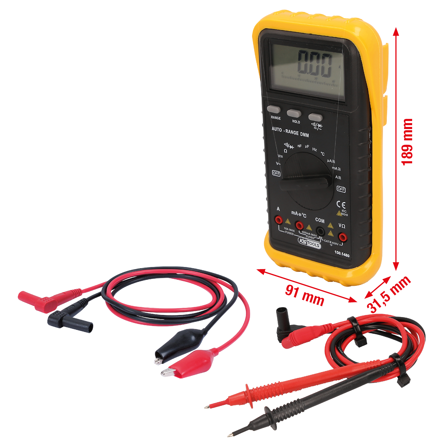 KS Tools Digital Multimeter inkl. Prüfspitzen und Krokodilklemmen