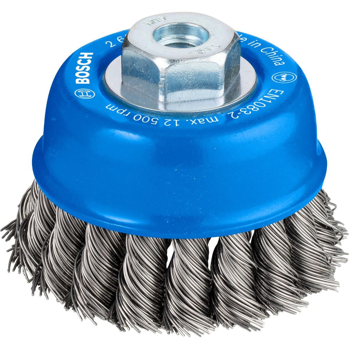 Bosch PRO Topfbürste, Stahl, gezopfter Draht, 75 mm, 0,5 mm, 12500 U/ min, M 10