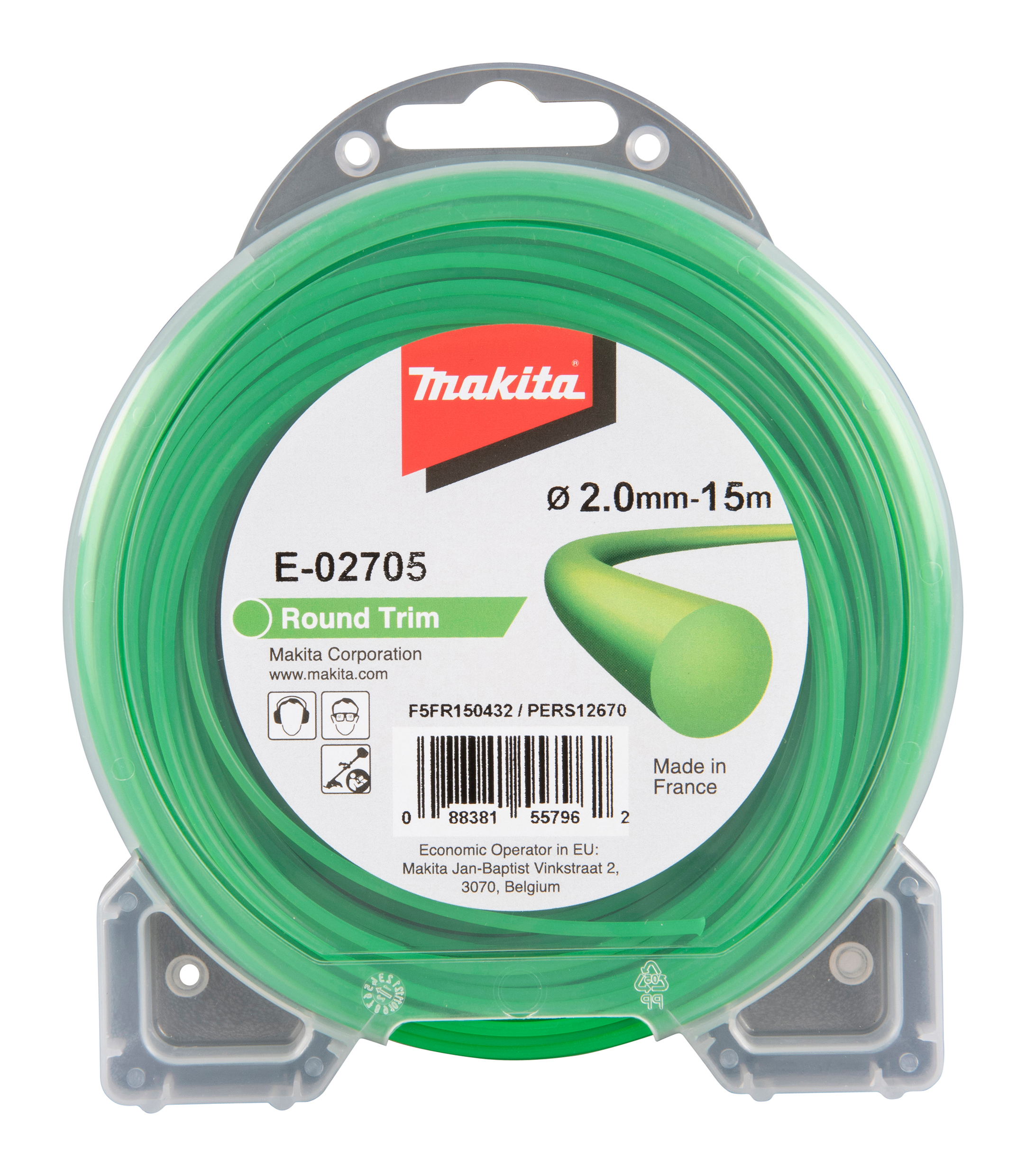 Makita Mähfaden rund, 2,0 mm x 15 m - E-02705