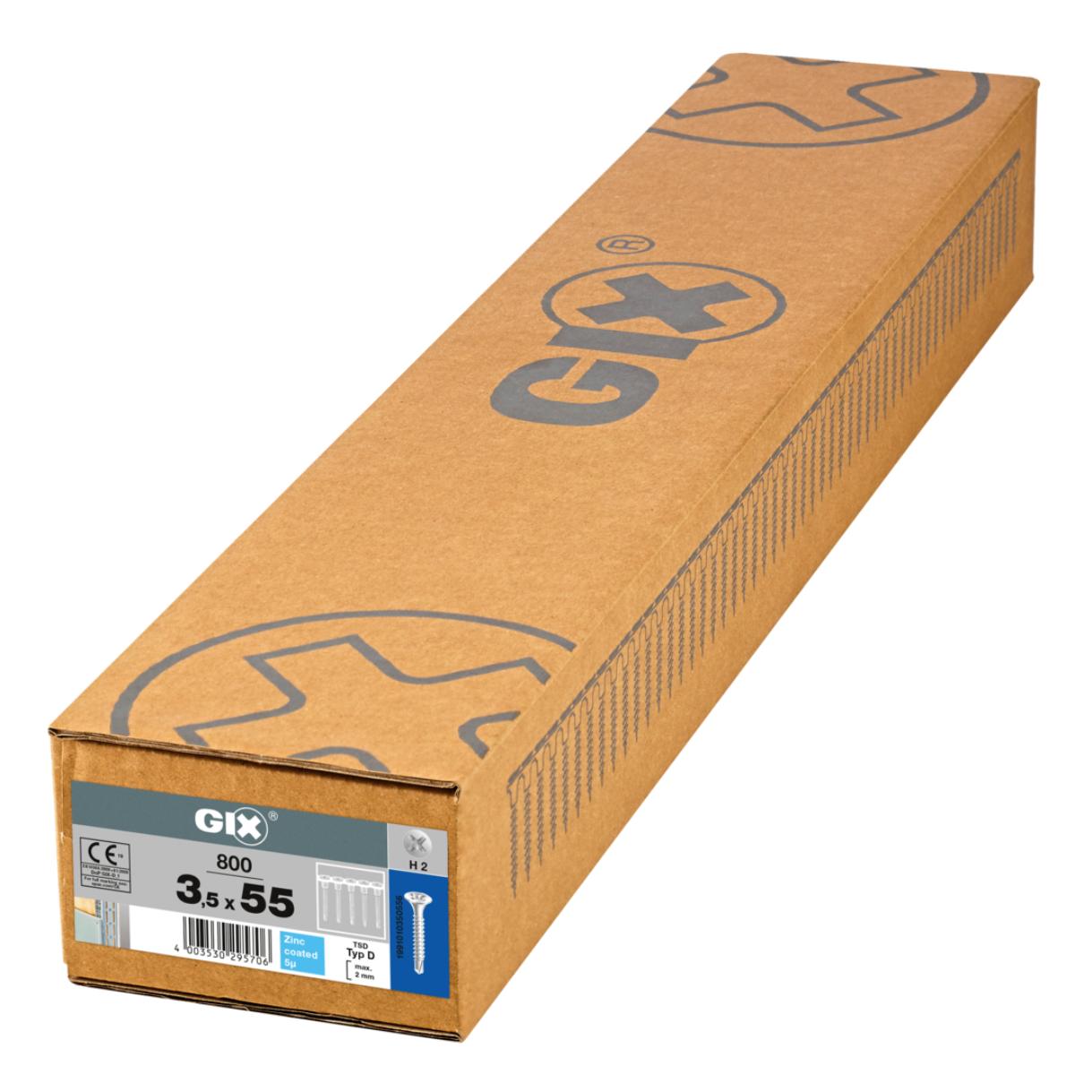 SPAX Trockenbauschraube GIX-D für verstärktes Metall verzinkt magaziniert 3,5 x 55 mm Trompetenkopf 800 Stück