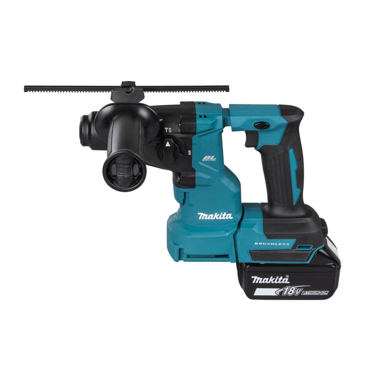 Makita Akku-Kombihammer für SDS-PLUS 18V/5,0 Ah, 2 Akkus + Ladegerät+Staubabsaugung DX16 im MAKPAC
