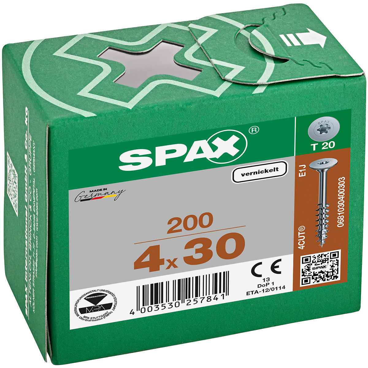 SPAX Korpusverbinder T-Star Plus T20 Teilgewinde vernickelt, 200 Stück