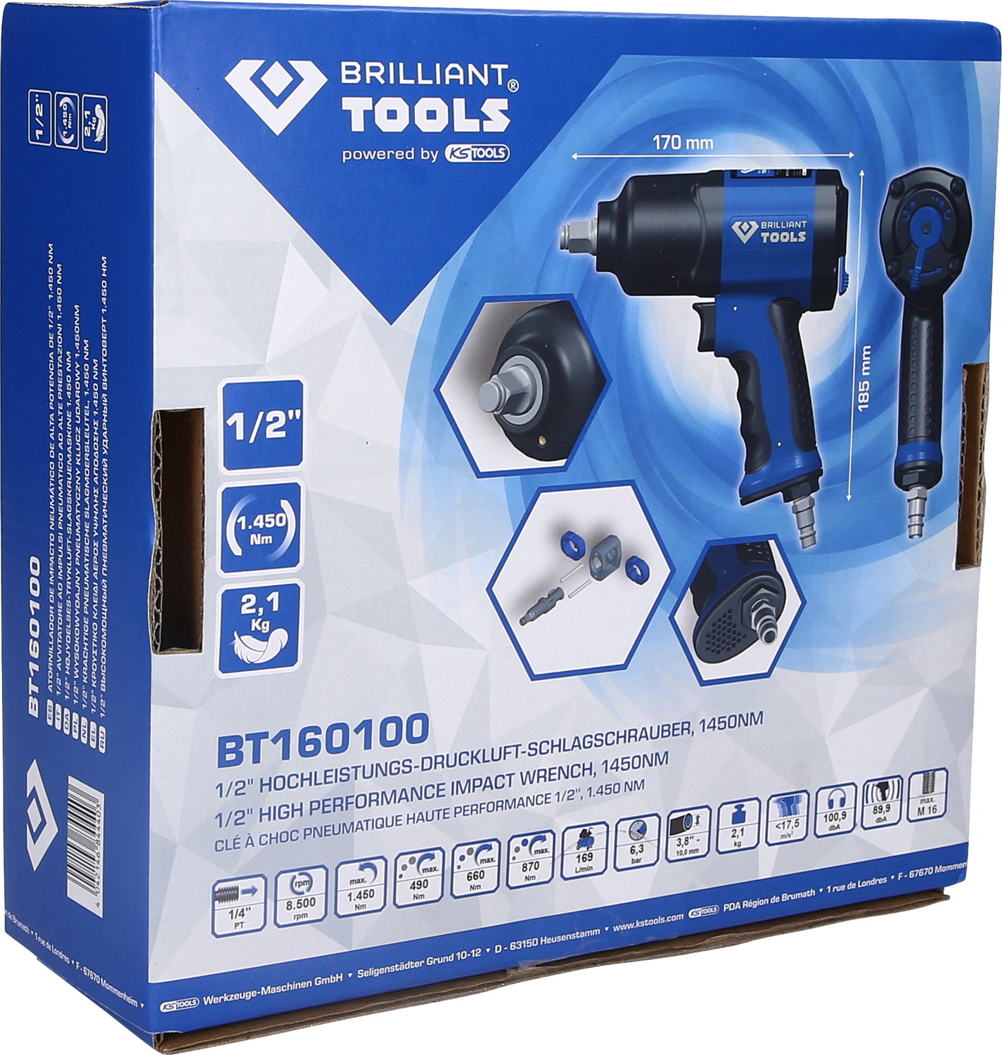 Brilliant Tools 1/2" Druckluft-Schlagschrauber, 1450 Nm - BT160100