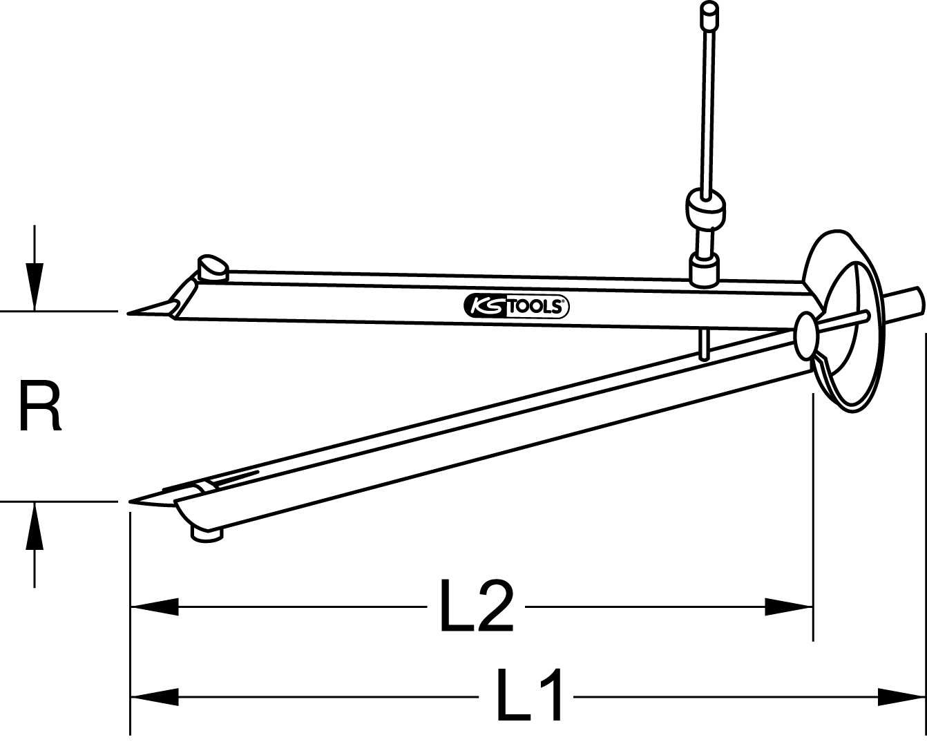 KS Tools Präzisions-Feder-Spitzzirkel mit auswechselbaren Spitzen