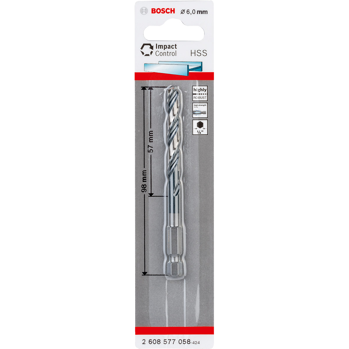 Bosch HSS Spiralbohrer Impact Control mit Sechskantschaft