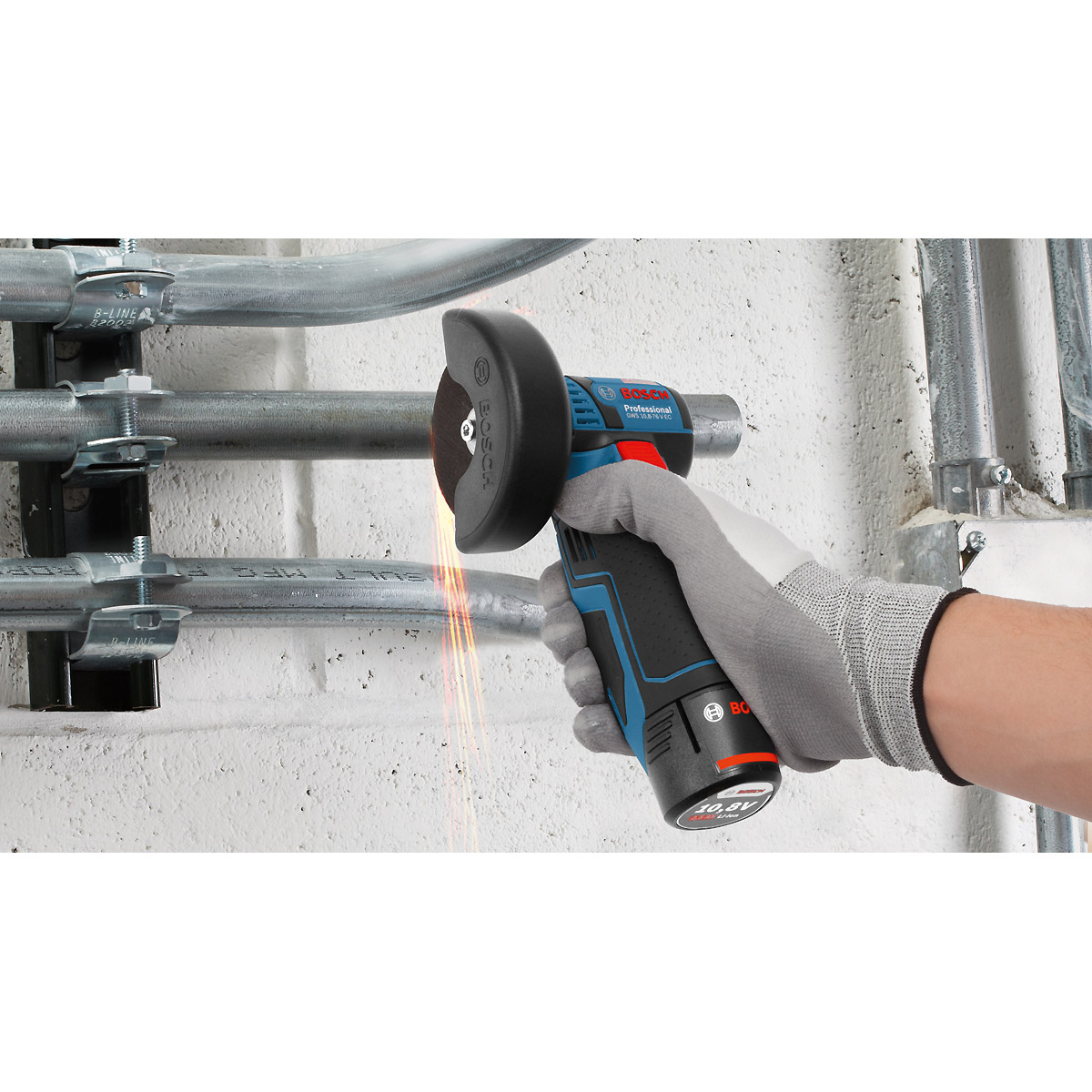Bosch Akku-Winkelschleifer GWS 12V-76, mit 2 x 3.0 Ah Li-Ion Akku