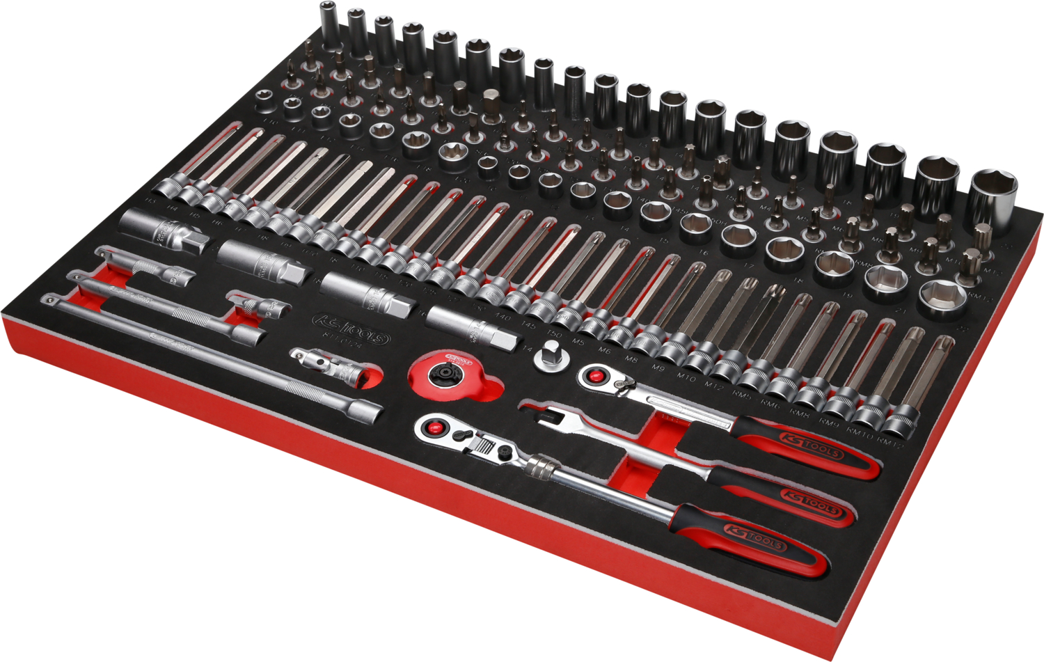 KS Tools 3-8'' Steckschlüssel-Satz in Schaumstoffeinlage, 124-tlg