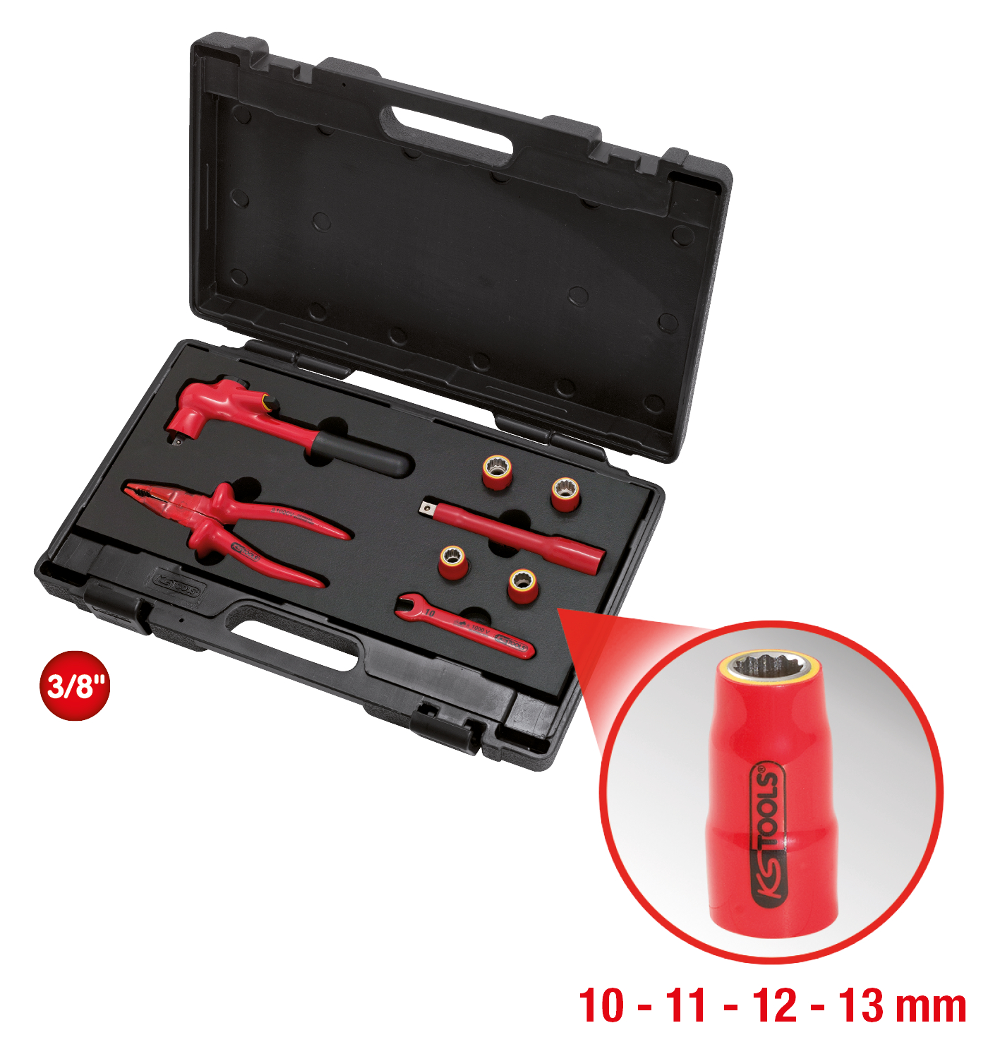 KS Tools Werkzeugsatz mit isolierten Werkzeugen für PSA-Elektrofahrzeuge, 8-tlg