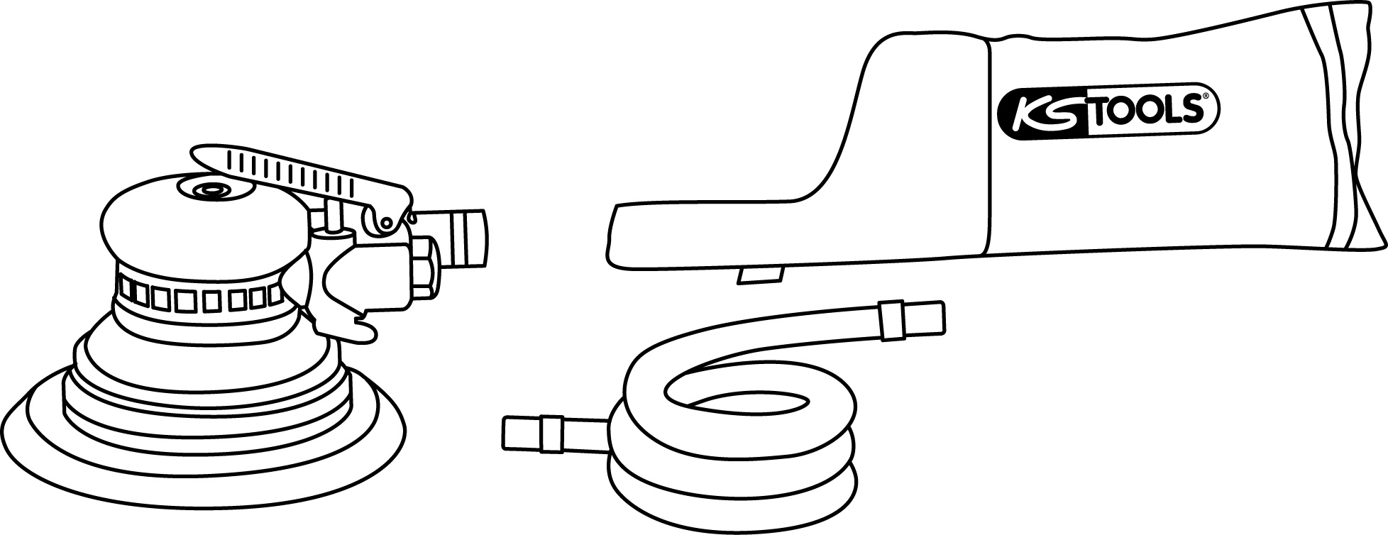 KS Tools Feinschliff-Druckluft-Excenterschleifer mit Staubabsaugung