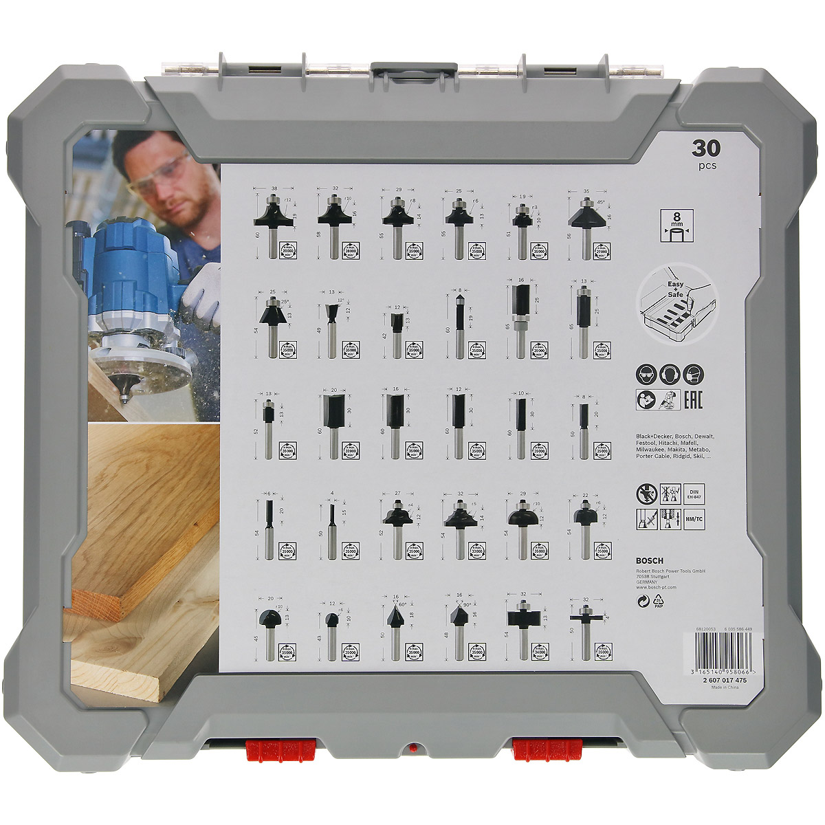Bosch PRO Fräser-Set, 30-teilig, 8mm Schaft
