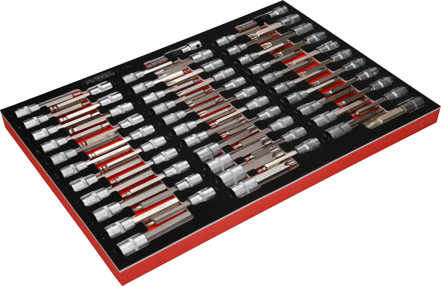 KS Tools 1-2'' Bit-Stecknuss-Satz in Schaumstoffeinlage, 64-tlg