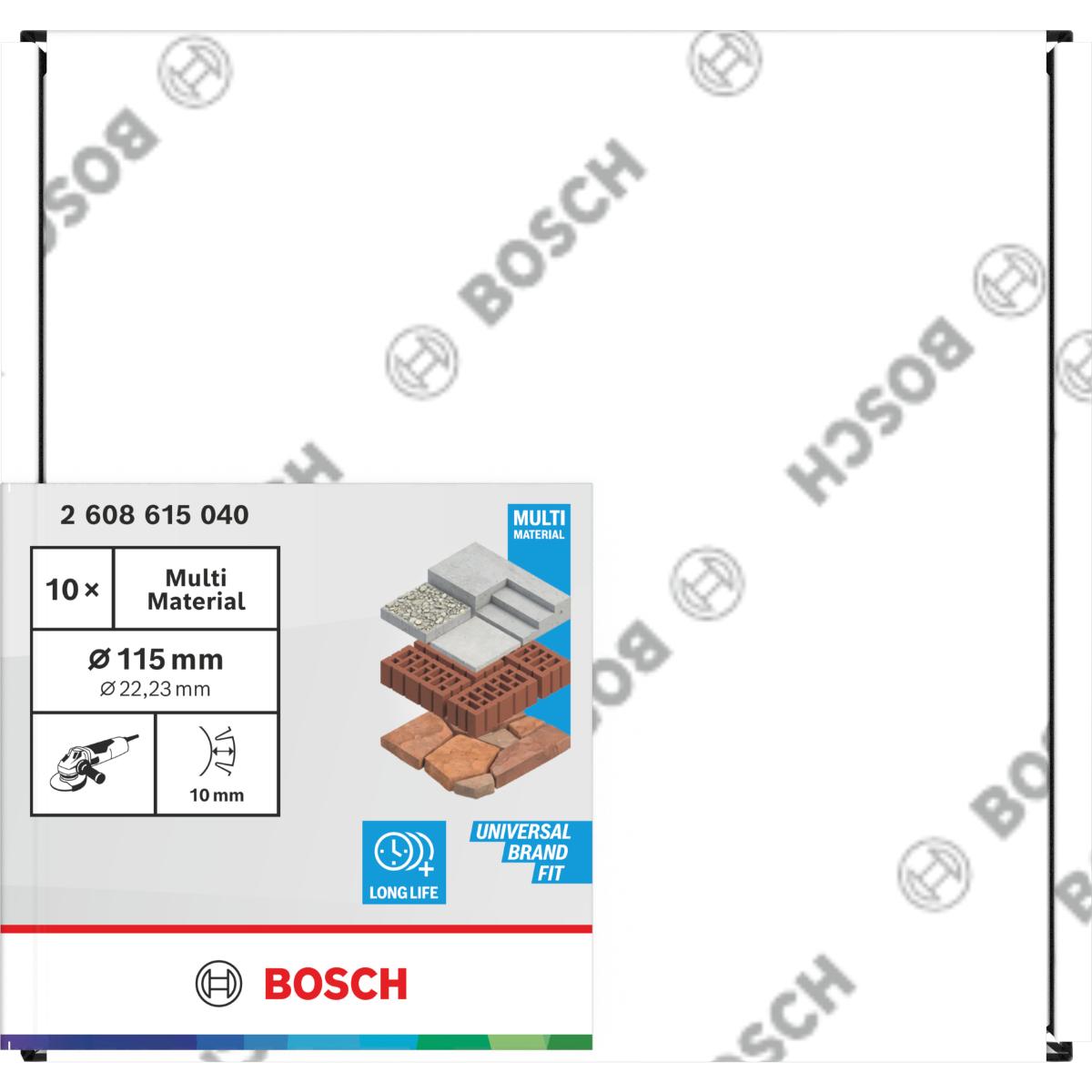Bosch Multi Material Diamond Trennscheibe, 115 x 22.23 x 7 mm, 10-Stück