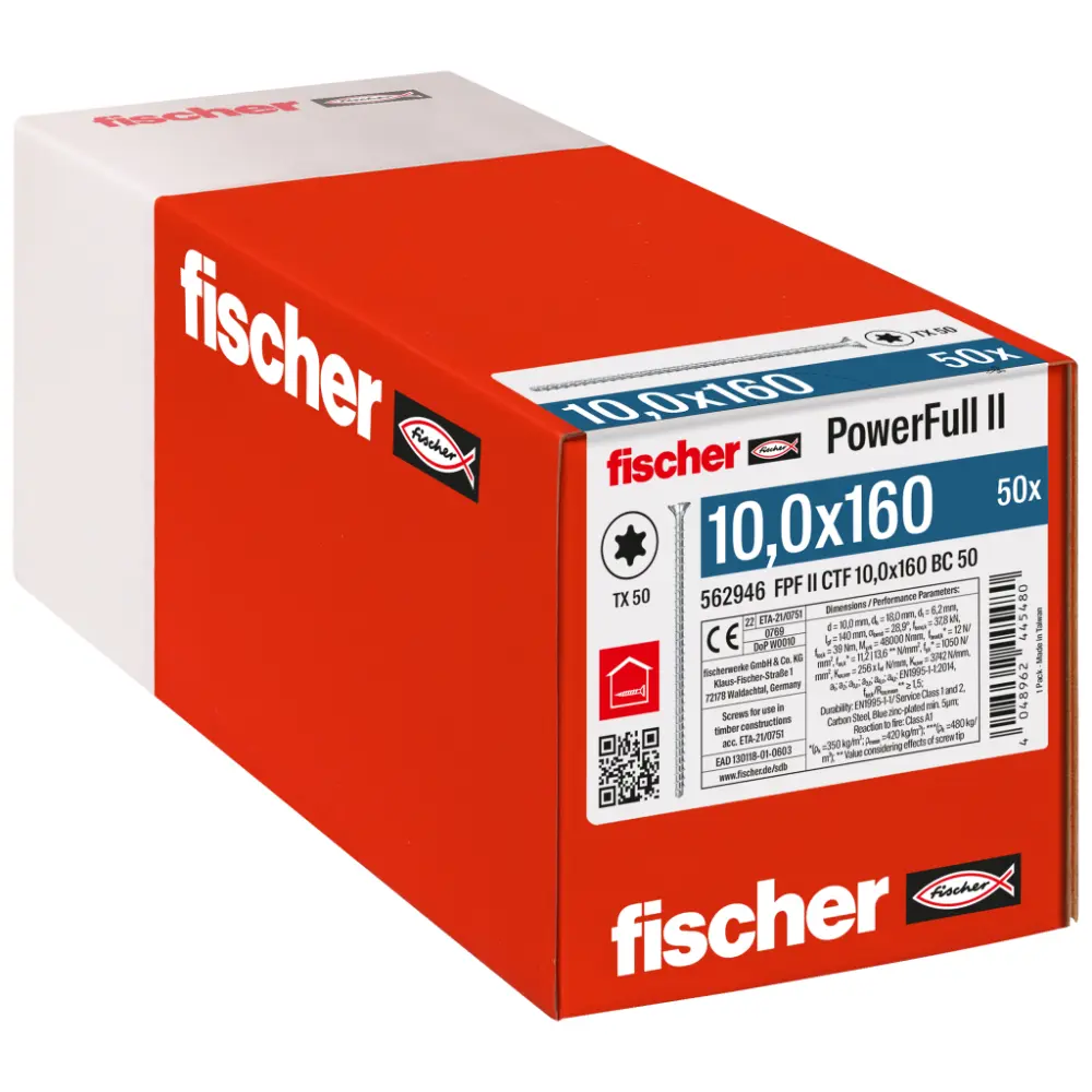 Fischer Vollgewindeschraube 10,0x160 PowerFull FPF II CTF 10 BC