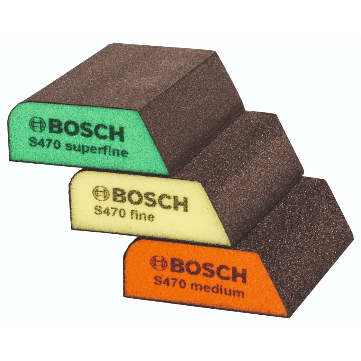 Bosch Pack Schleifschwämme, geriffelt 97 x 69 x 26 mm, M / F / SF, 3-tlg.