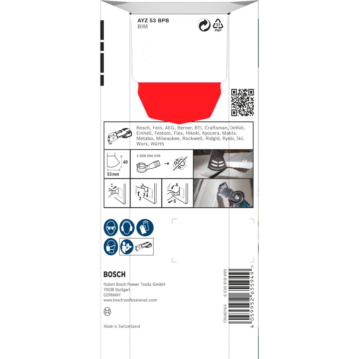 Bosch PRO AYZ 53 BPB Blatt für Multifunktionswerkzeuge,53 x 40 mm