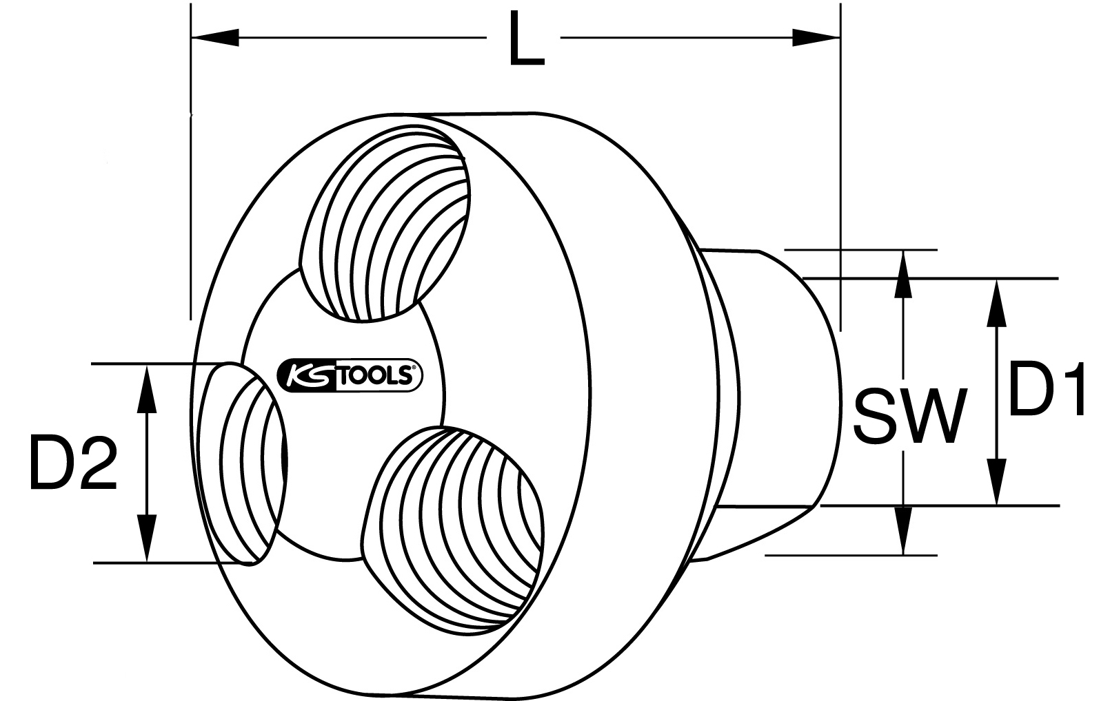 KS Tools 1/4" Messing-Druckluft 3-fach Verteiler, 41mm