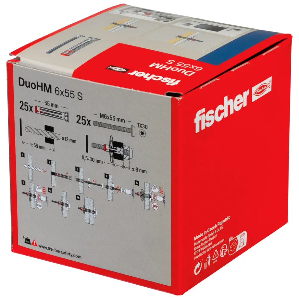 Fischer Hohlraumdübel DuoHM 6x55 S PH TX mit Panhead-Schraube, TX-Antrieb