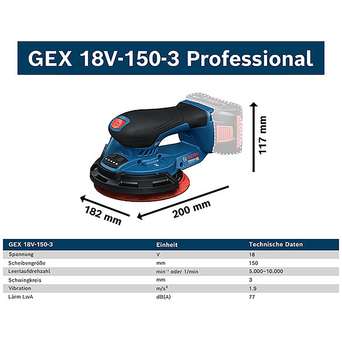 Bosch Akku-Exzenterschleifer GEX 18V-150-3